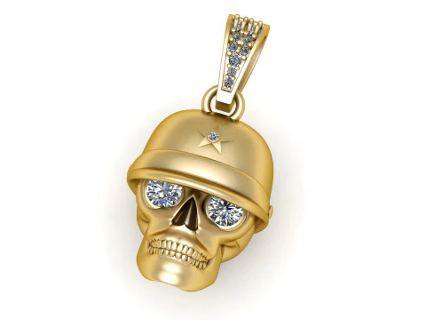 Diamond-Eye Skull Helmet Pendant 3D Print Model