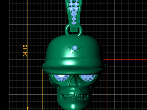 Diamond-Eye Skull Helmet Pendant 3D Print Model