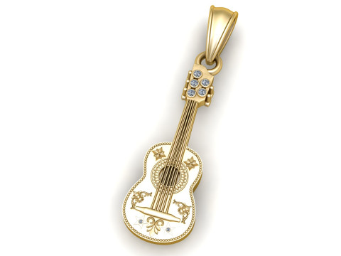 Luxury Golden Guitar Pendant 3D Print Model