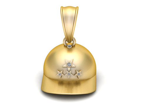 Liontin Helm Emas Celestial Guardian dengan Bintang Berlian Model Cetak 3D