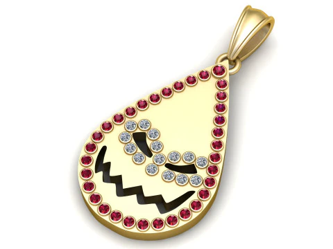 Smiley Edge Drop Pendant 3D Print Model