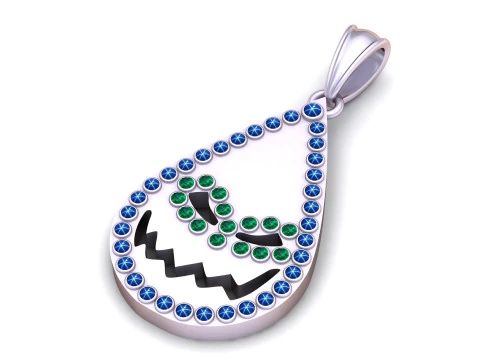 Smiley Edge Drop Pendant 3D Print Model
