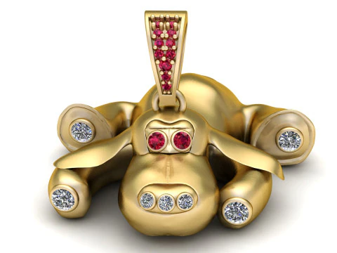 Pingente de Macaco Olho de Rubi Modelo de Impressão 3D