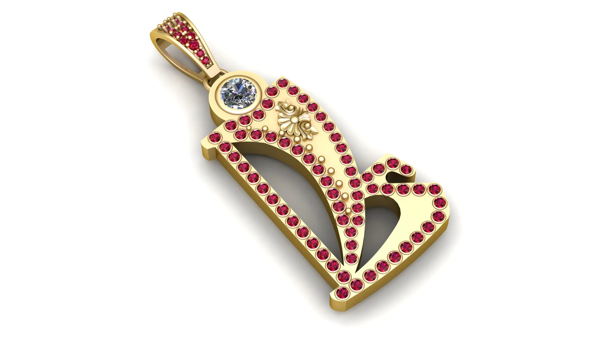 Regal Curve Heart Pendant 3D Print Model .c4d .max .obj .3ds .fbx .stl .blend 