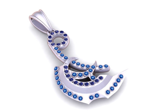 Celestial Crescent Calligraphy Pendant 3D Print Model