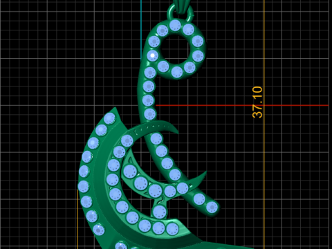 Celestial Crescent Calligraphy Pendant 3D Print Model