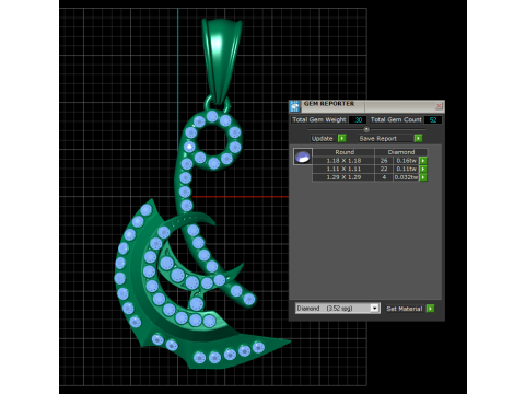 Celestial Crescent Calligraphy Pendant 3D Print Model