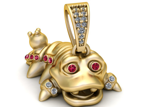 Golden Croc Guardian Pendant 3D Print Model
