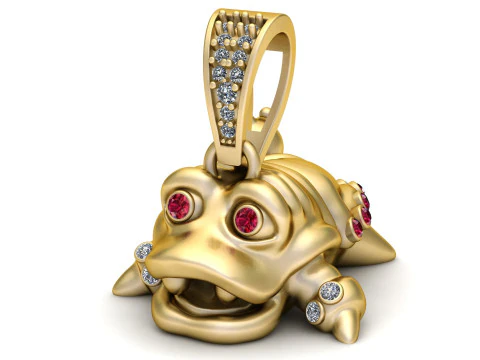 Golden Croc Guardian Pendant 3D Print Model