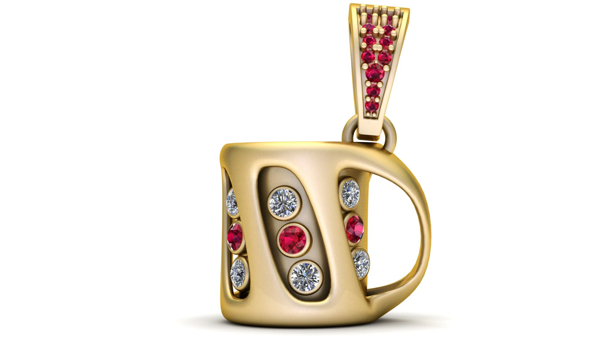 Monogram D Gem Pendant 3D Print Model .c4d .max .obj .3ds .fbx .stl .blend