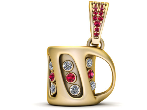 Pingente de gema Monograma D Modelo de Impressão 3D