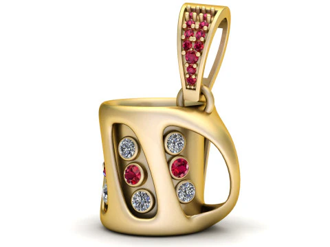 Monogram D Gem Pendant 3D Print Model