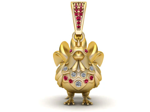 Kr&oacute;lewski złoty wisiorek w kształcie koguta Model do druku 3D