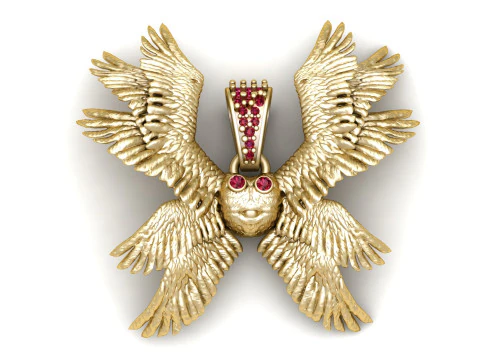 Celestial Golden Owl Pendant 3D Print Model