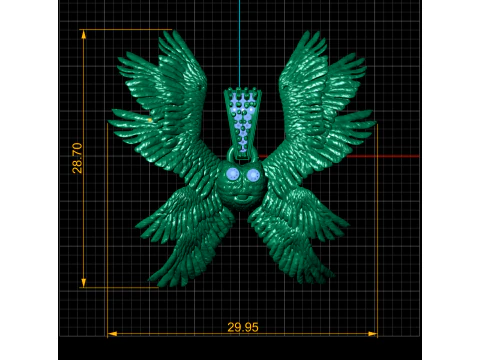 Celestial Golden Owl Pendant 3D Print Model