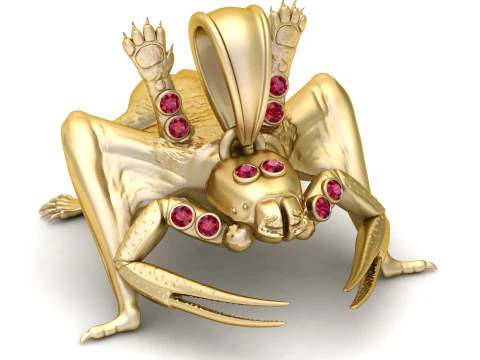 Ciondolo in oro granchio imperiale con accenti di pietre preziose di rubino Modello di stampa 3D