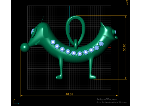 Royal Pup Gold Pendant with Diamond Eyes Ruby Collar 3D Print Model