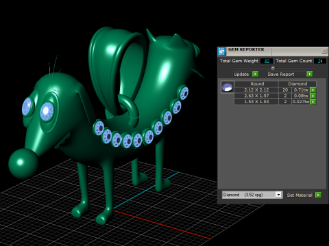 Royal Pup Gold Pendant with Diamond Eyes Ruby Collar 3D Print Model