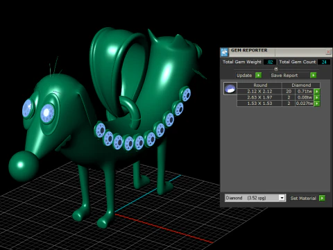 Royal Pup Gold Pendant with Diamond Eyes Ruby Collar 3D Print Model