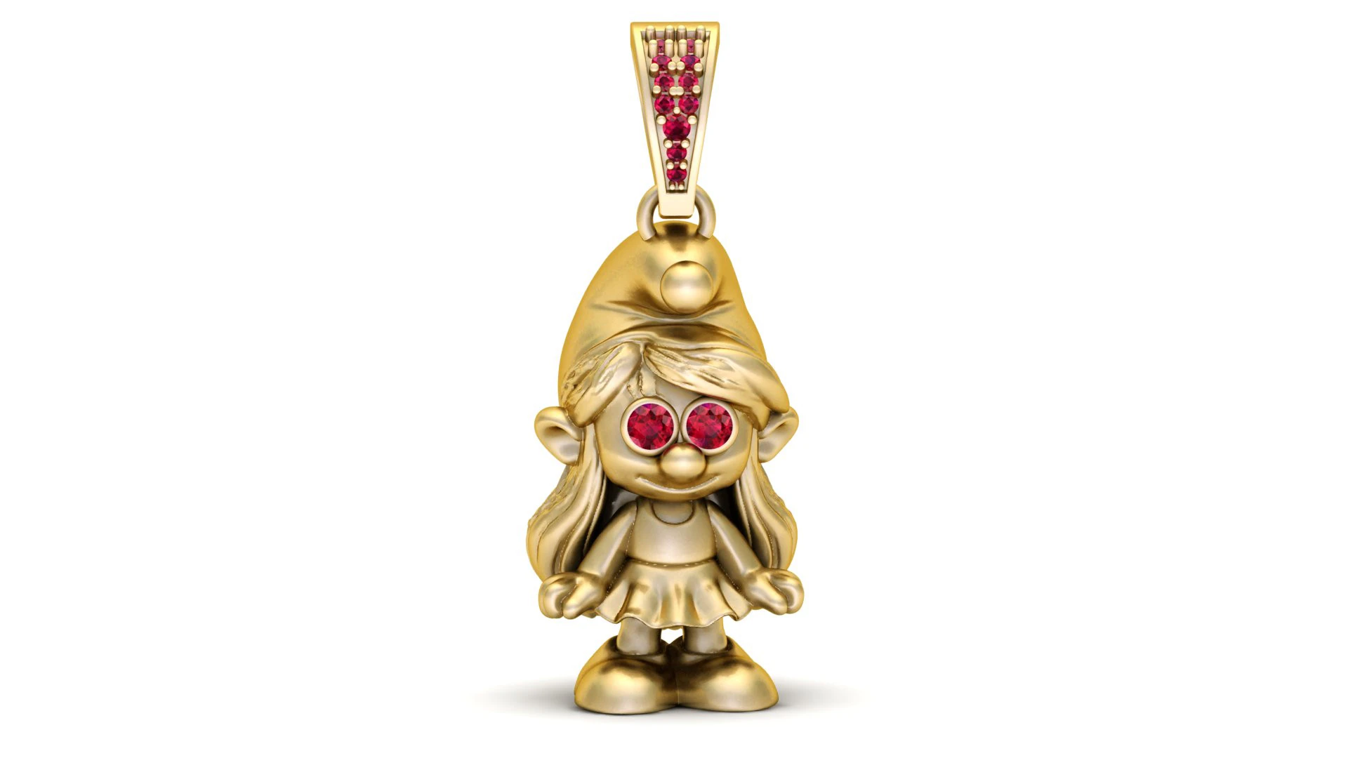 Cute Golden Smurf Girl Pendant 3D Print Model .c4d .max .obj .3ds .fbx .stl .blend