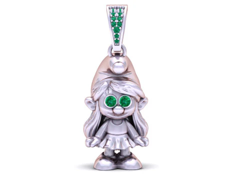 Cute Golden Smurf Girl Pendant 3D Print Model