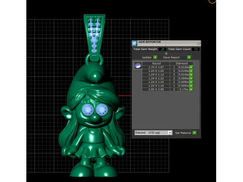 Cute Golden Smurf Girl Pendant 3D Print Model