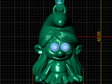 Cute Golden Smurf Girl Pendant 3D Print Model