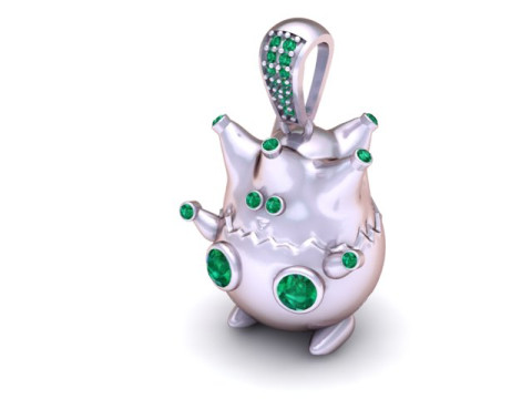 Gold Crown Pendant with Pink Gemstones 3D Model