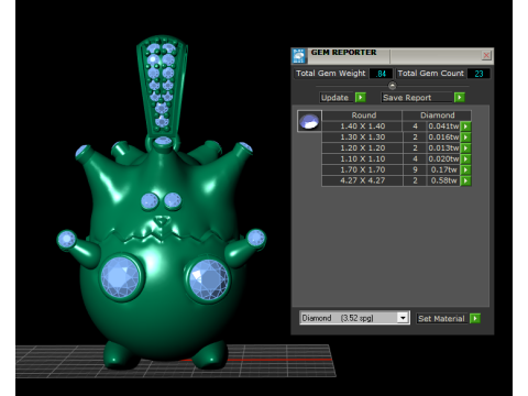 Gold Crown Pendant with Pink Gemstones 3D Model