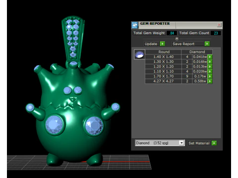 Złoty wisiorek z koroną i r&oacute;żowymi kamieniami szlachetnymi Model 3D