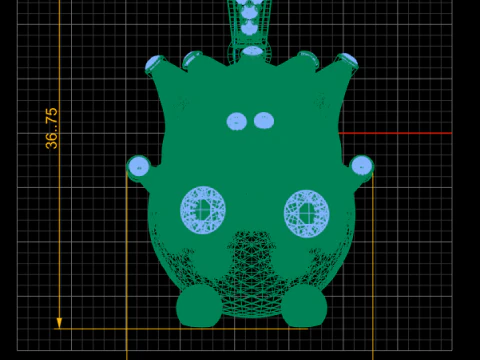Złoty wisiorek z koroną i r&oacute;żowymi kamieniami szlachetnymi Model 3D