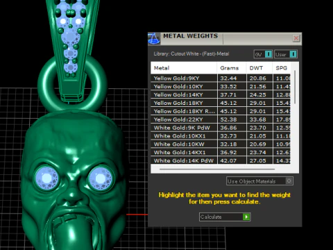 Gold Horror Face Pendant with Ruby Eyes and Tongue Detail 3D Model
