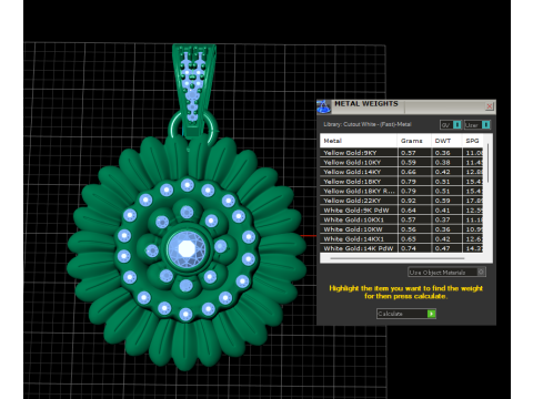 Gold Floral Pendant with Pink Sapphire Accents 3D Model