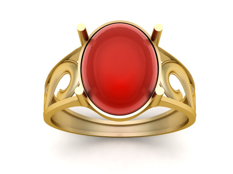 Elegante anello in agata rossa con montature in oro e argento Modello 3D