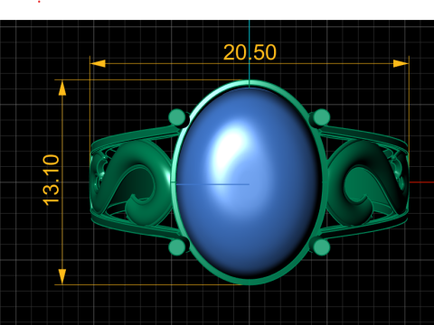 Elegante anello in agata rossa con montature in oro e argento Modello 3D