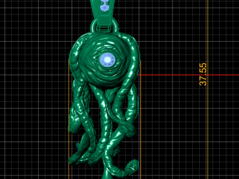 Luxury Gold Octopus Eye Pendant with Diamond Center Ruby Base 3D Print Model