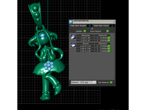 Luxury Gold Fantasy Girl Pendant with Ruby Gemstones 3D Print Model