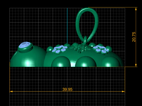Pingente luxuoso de tartaruga dourada com olhos de diamante e detalhes florais rubi Modelo de Impressão 3D