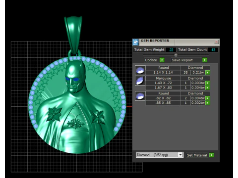 Luxury Golden Pendant with Ruby Accents and Superhero Design 3D Print Model