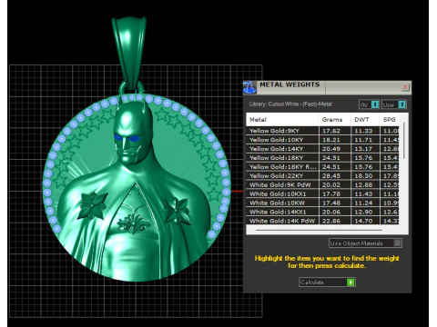 Luxury Golden Pendant with Ruby Accents and Superhero Design 3D Print Model