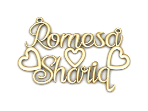 Індивідуальний кулон з іменем &laquo;Обіцянки&raquo; з акцентами у формі серця, дизайном ювелірних виробів на замовлення 3D Принт Модель