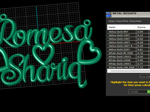Liontin Nama Janji yang Dipersonalisasi dengan Desain Perhiasan Naskah Kustom Aksen Hati Model Cetak 3D
