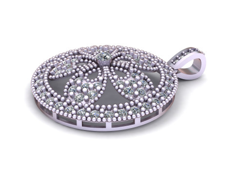 Colgante de disco de diamantes floral vintage Dise&ntilde;o de joyer&iacute;a de oro con cuentas intrincadas Modelo de impresión 3D