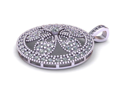 विंटेज फ्लोरल डायमंड डिस्क पेंडेंट जटिल मनके सोने के आभूषण डिजाइन 3D प्रिंट मॉडल