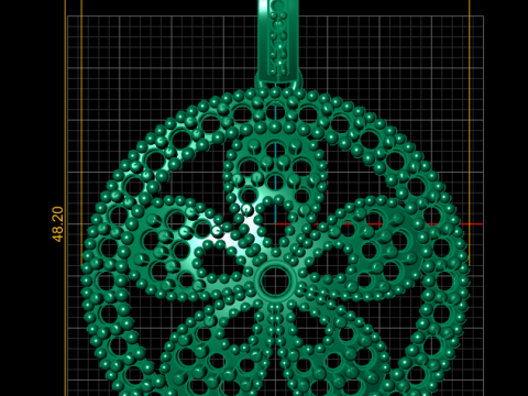 Vintage Floral Diamond Disc Pendant Intricate Beaded Gold Jewelry Design 3D Print Model