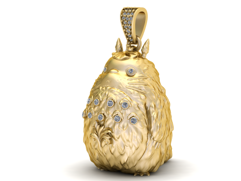 Роскошный кулон &laquo;Сова&raquo; в бриллиантовой оправе 3D Модель