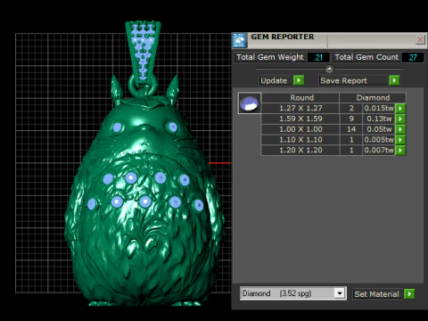Luxury Owl Pendant with Diamond Settings 3D Model