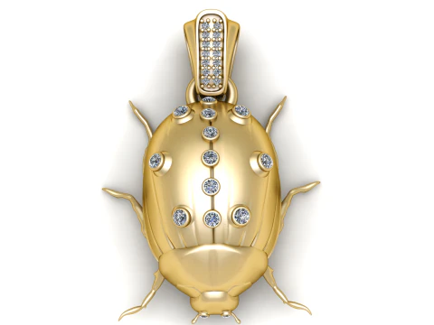 Luksusowy wisiorek w kształcie żuka z oprawą diamentową Model 3D