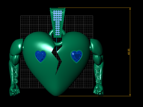 Подвеска &laquo;Разбитая сердечная мышца&raquo; с рубиновыми камнями 3D Модель