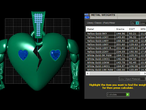 Broken Heart Muscle Pendant with Ruby Stones 3D Model